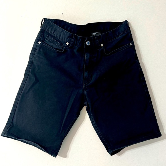 Men black denim shorts by H&M size 28 - Picture 1 of 5